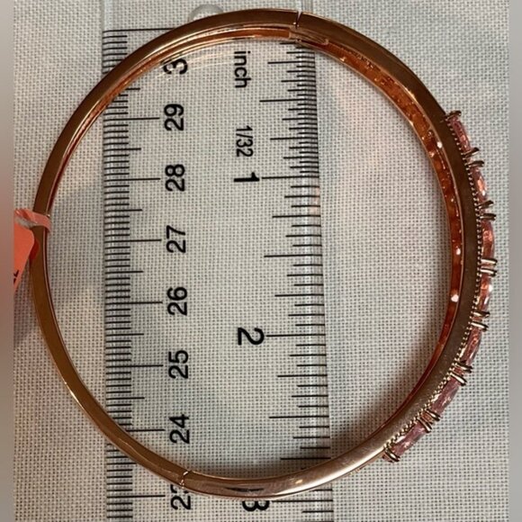 Vintage Rose Gold Bracelet Pink Gemstones Simple Clasp - Picture 15 of 16